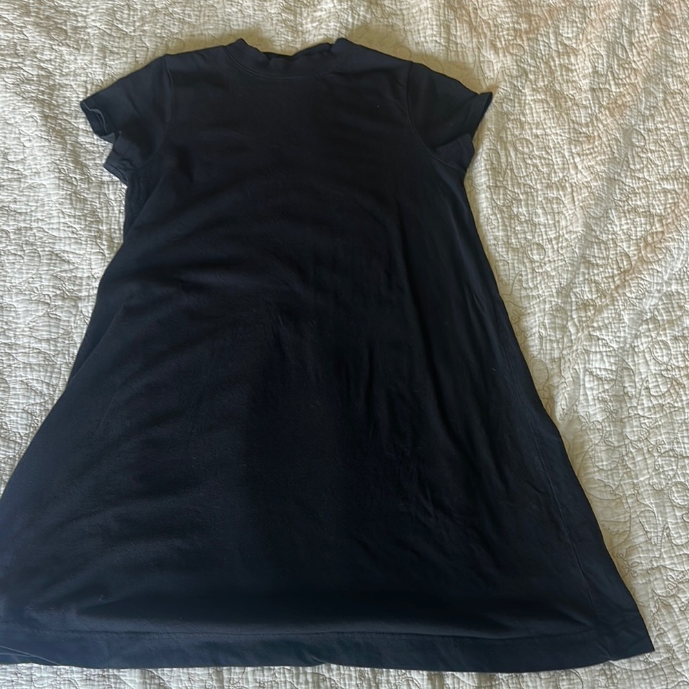 Everlane Blue A-Line Mini Dress Short Sleeve Crew Neck